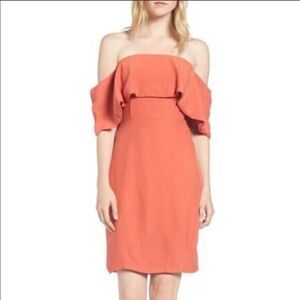 Cupcakes & Cashmere Rudy Crepe Off the Shoulder mini dress persimmon red -6